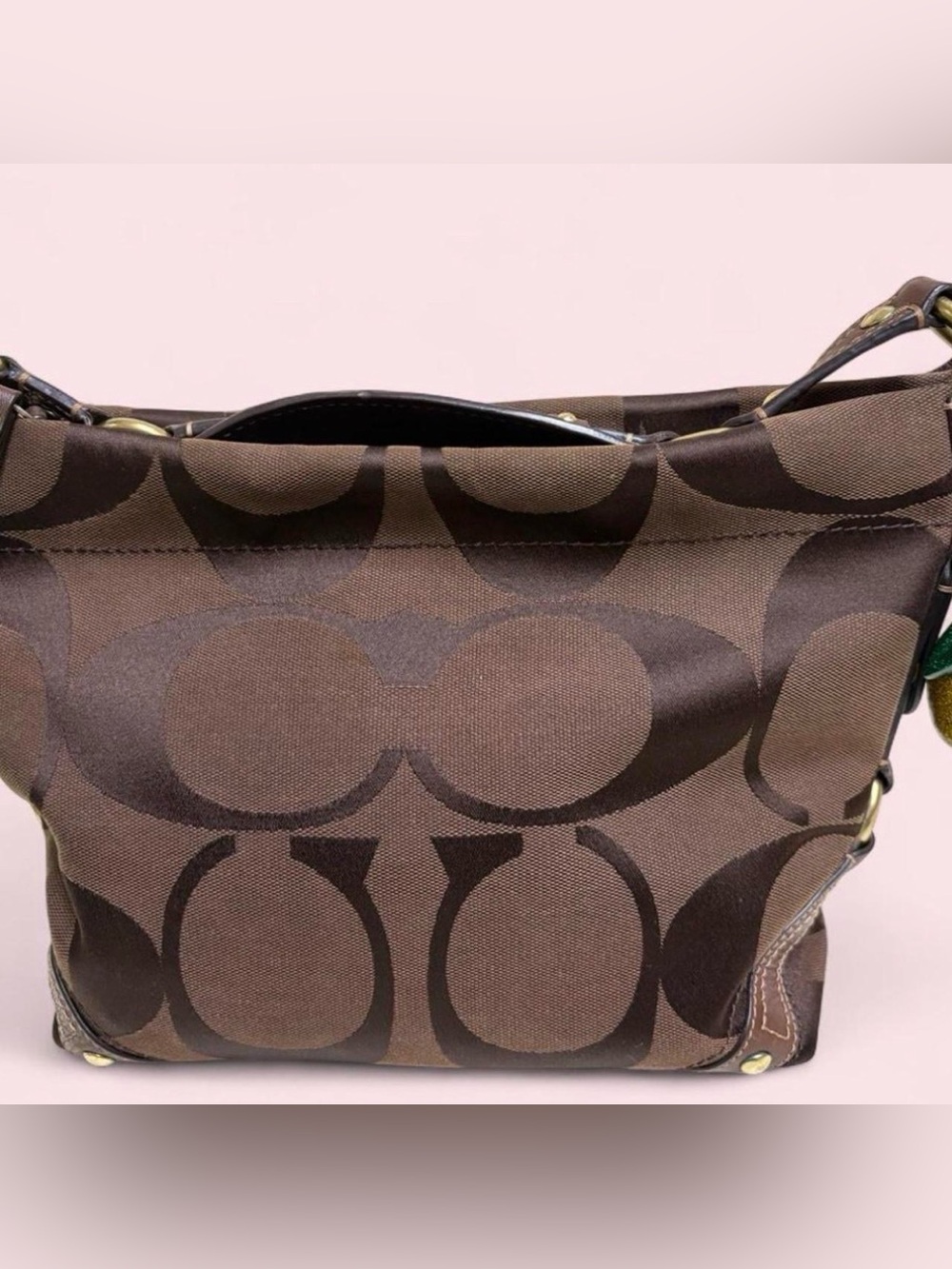 Coach Carly canvas shoulder bag chocolate brown #10619 y2k